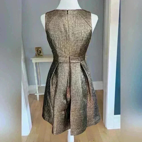 Susana Monaco Metallic Gold Dress Size 4 Homecoming, Prom, Cocktail Party, NYE - Picture 3 of 8